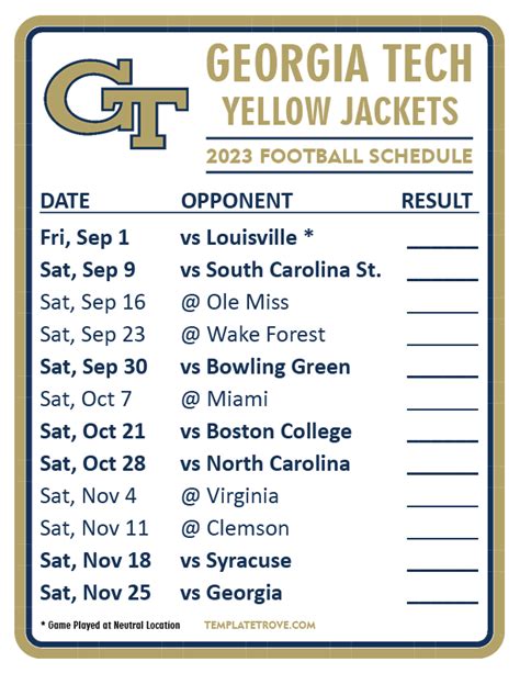 georgia tech football schedule 2023